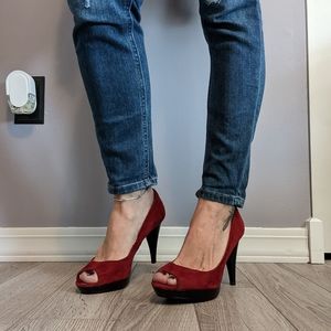 Style & Co. Red peep-toe platform heels
